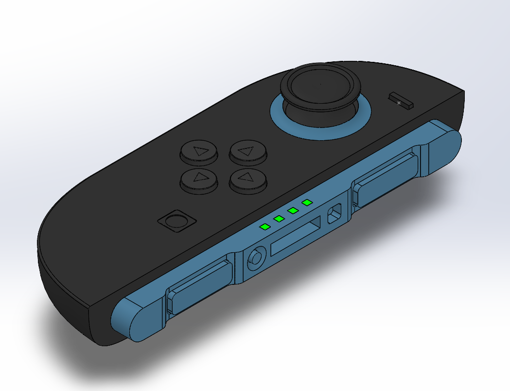 Rendered CAD model of a Joy-Con style controller